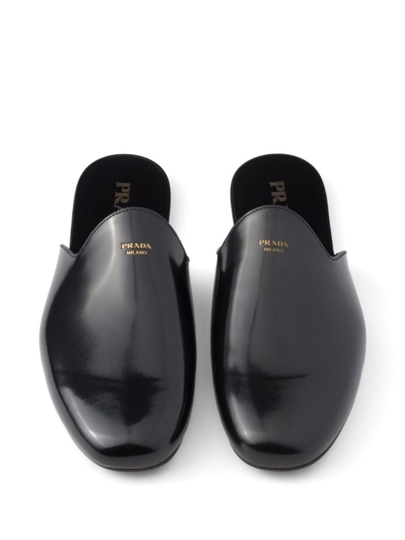 Black Logo-print Leather Mules