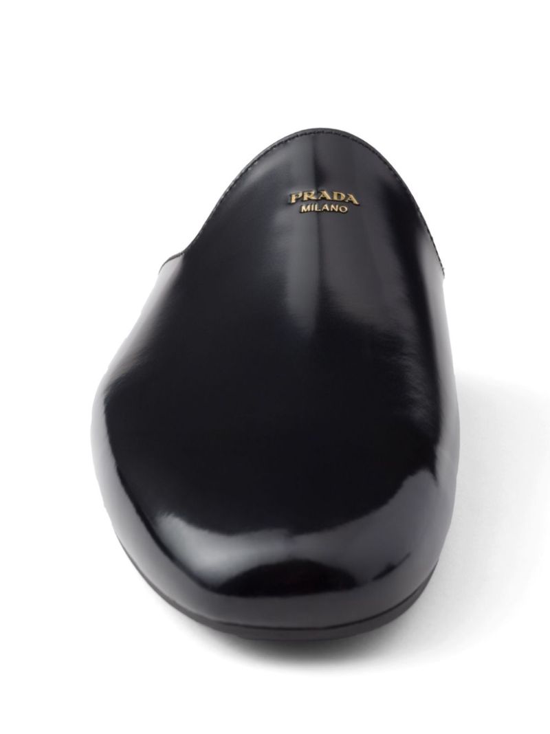 Black Logo-print Leather Mules
