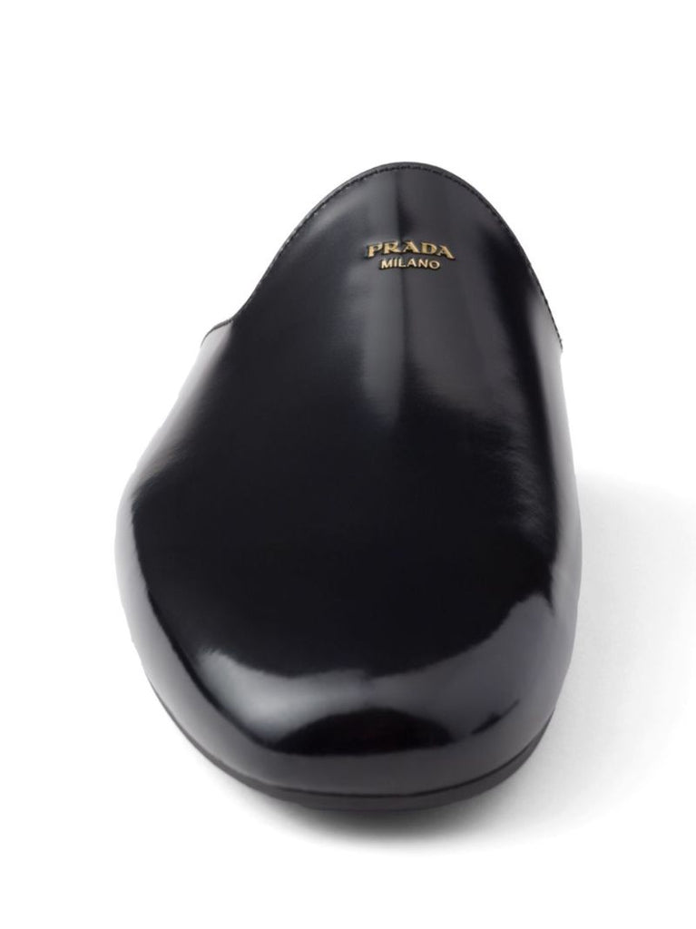 Black Logo-print Leather Mules