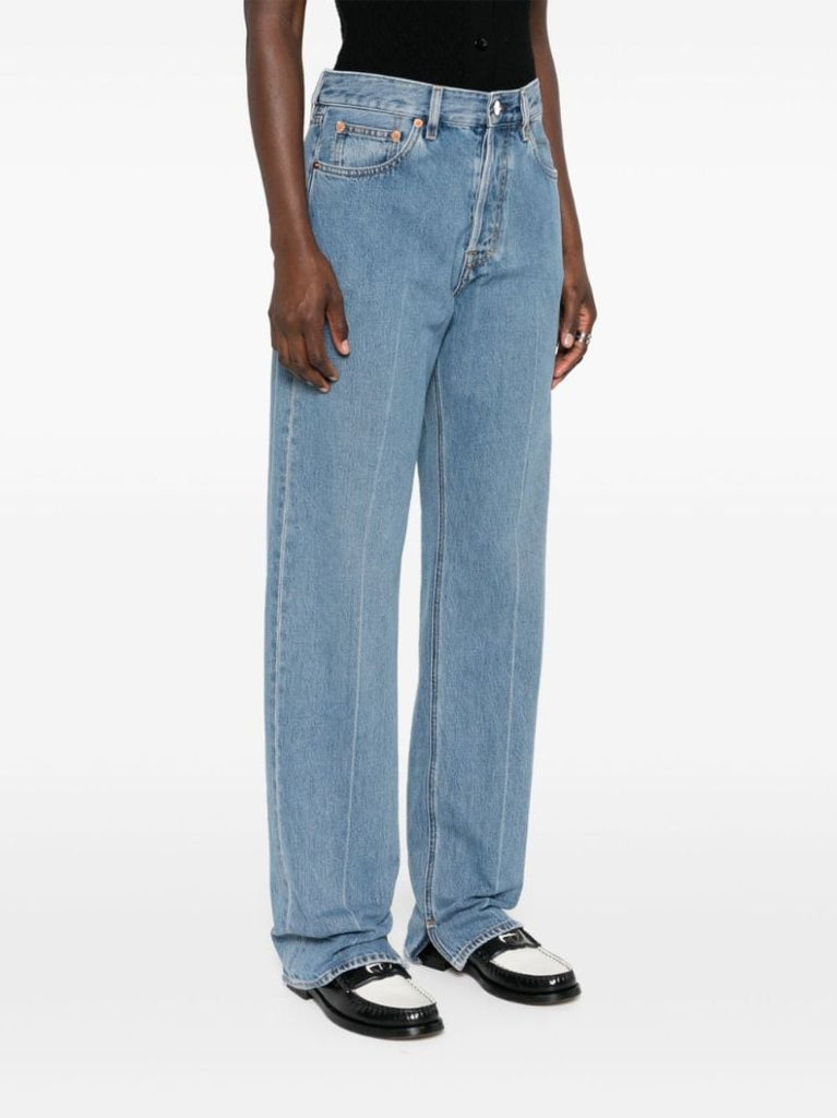 Blue Logo-appliquÃ_x0083_Â© Straight Jeans