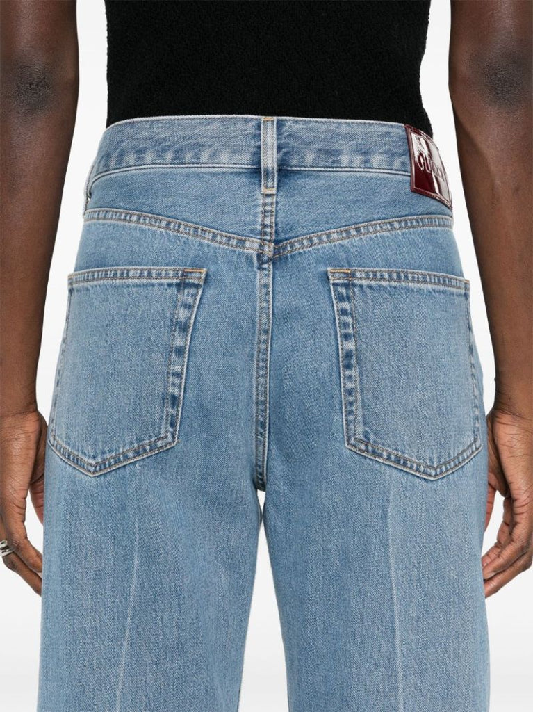 Blue Logo-appliquÃ_x0083_Â© Straight Jeans