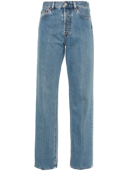 Blue Logo-appliquÃ_x0083_Â© Straight Jeans