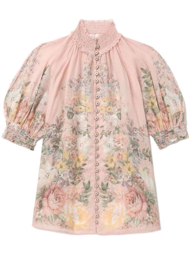 Pink Waverly Ramie Blouse