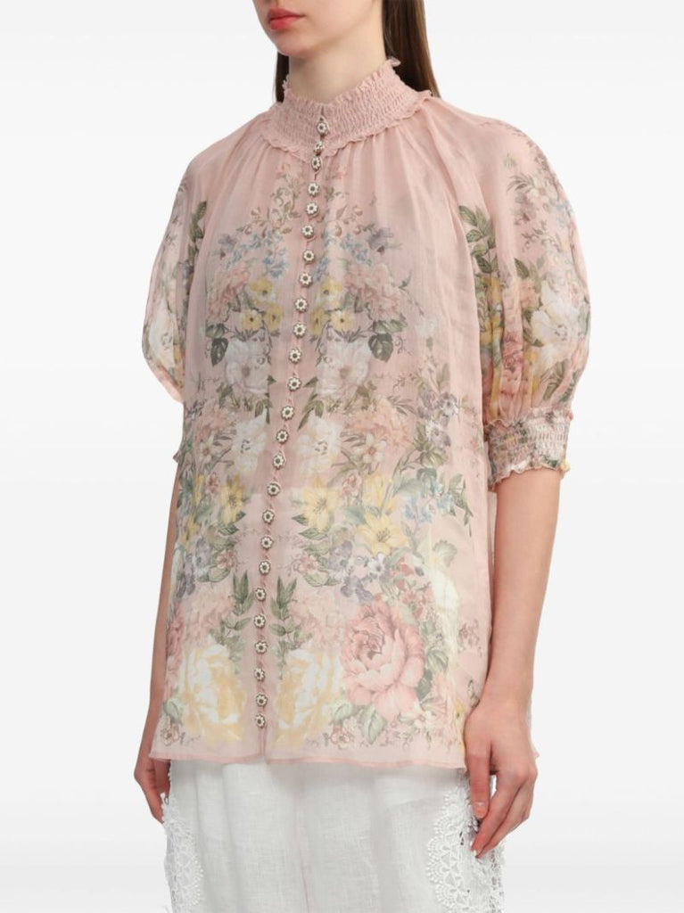Pink Waverly Ramie Blouse