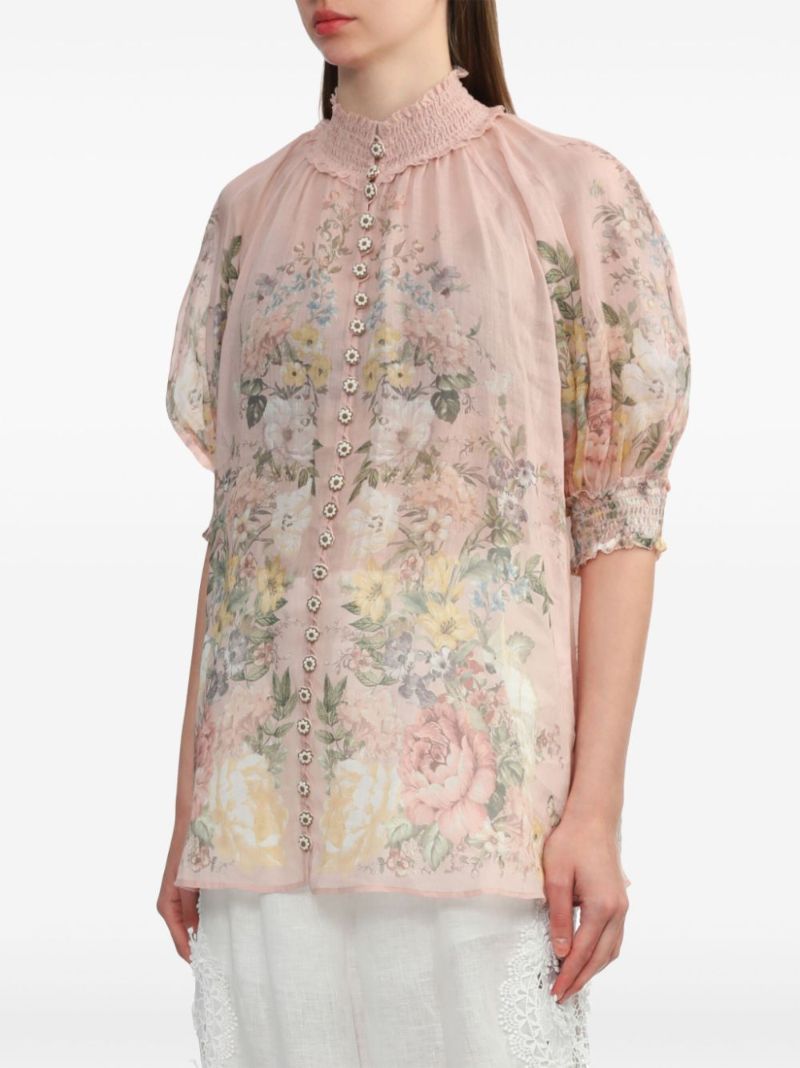 Pink Waverly Ramie Blouse