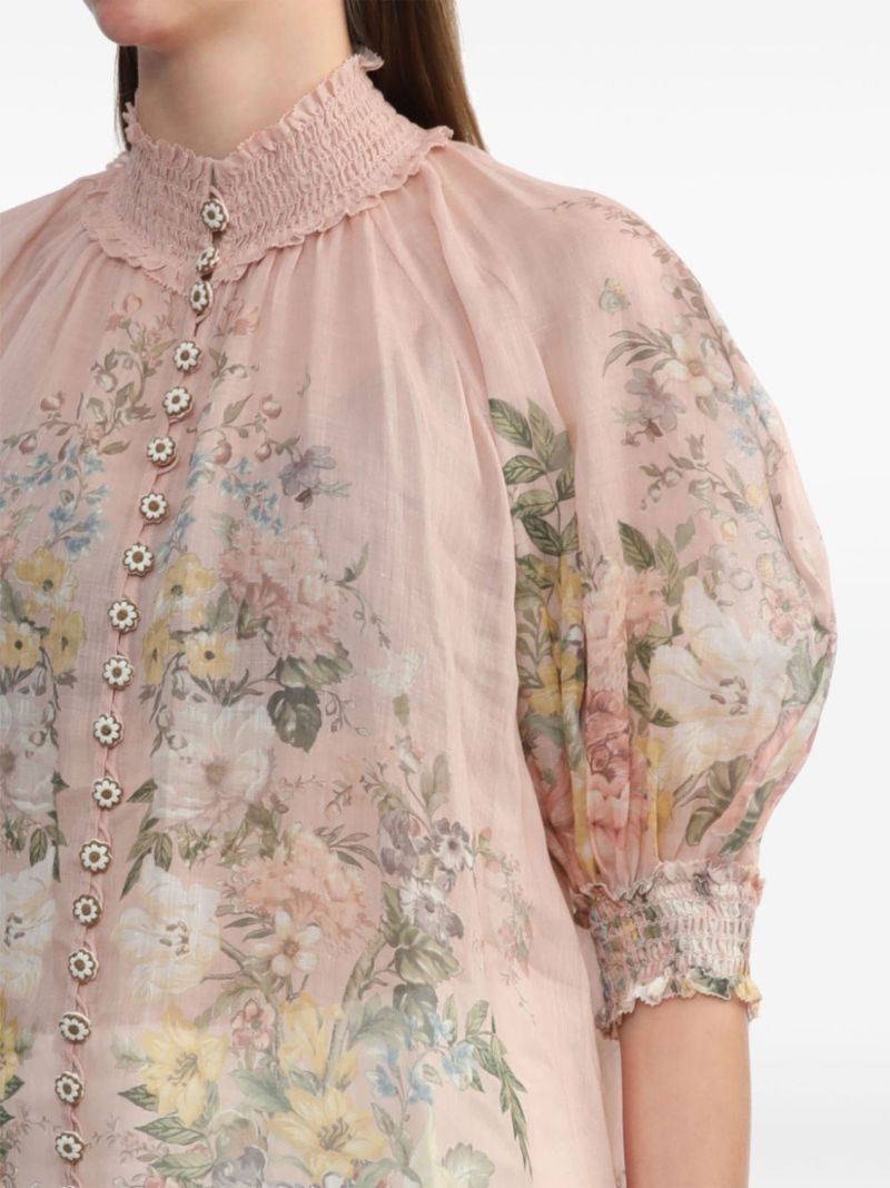 Pink Waverly Ramie Blouse