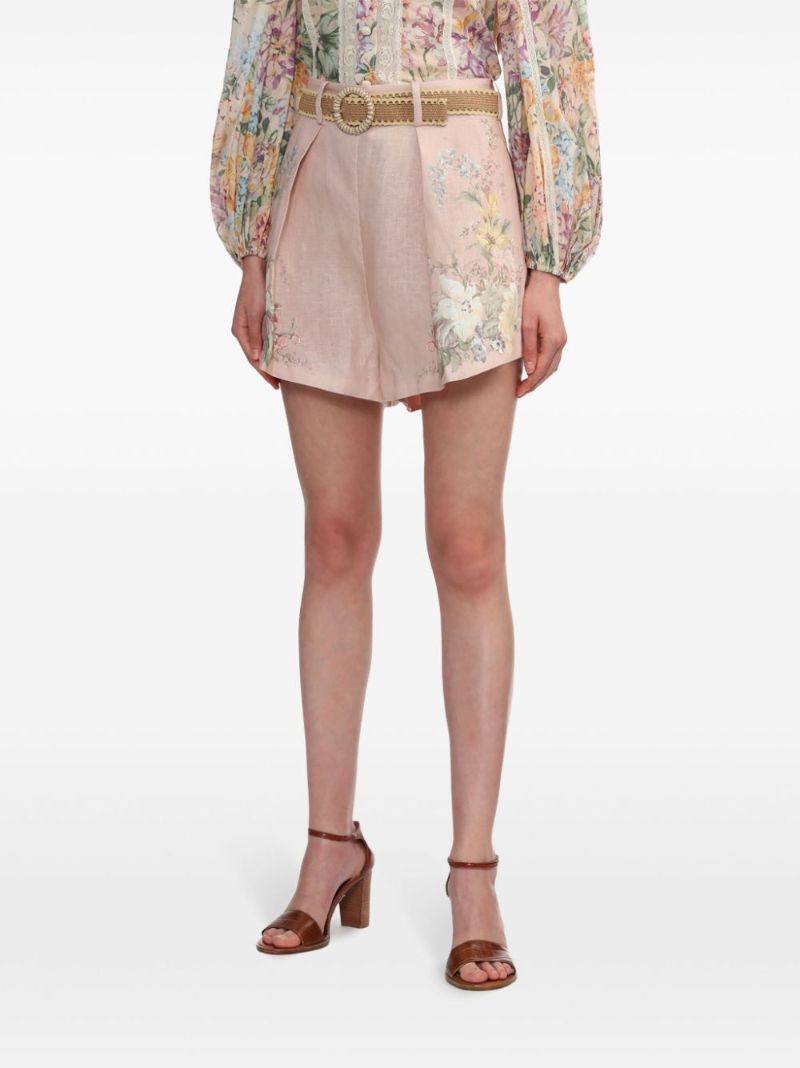 Pink Waverly Linen Mini Shorts