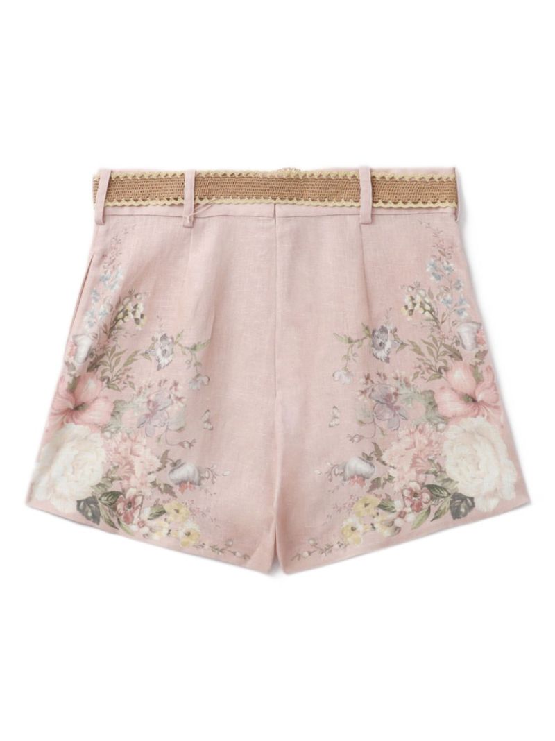 Pink Waverly Linen Mini Shorts
