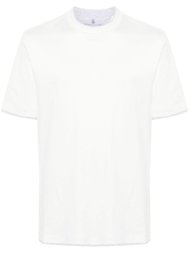 White Double-layer Cotton T-shirt