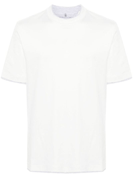 White Double-layer Cotton T-shirt
