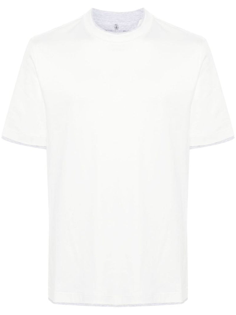 White Double-layer Cotton T-shirt