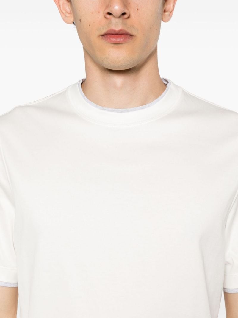 White Double-layer Cotton T-shirt
