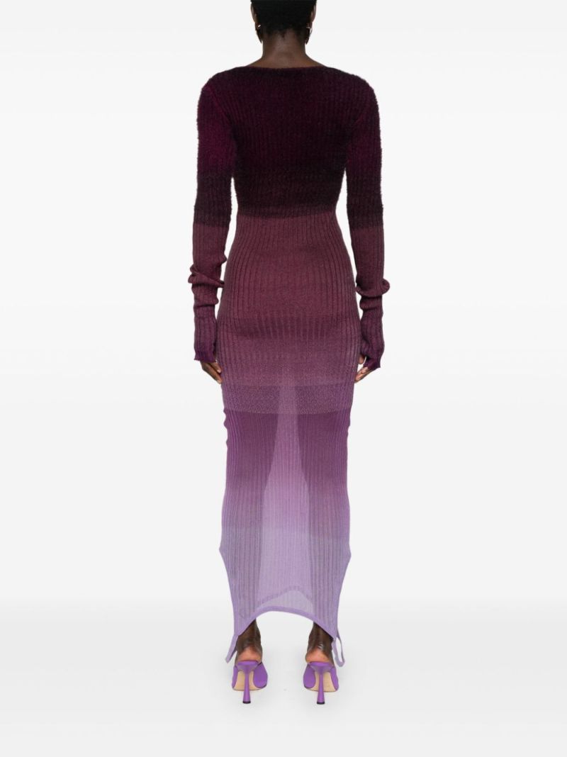 Purple Gradient-effect Knitted Convertible Dress