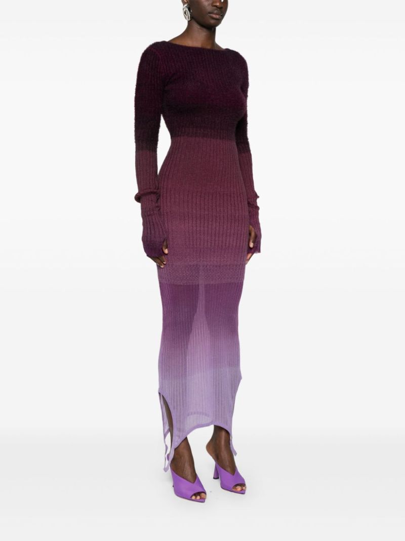 Purple Gradient-effect Knitted Convertible Dress
