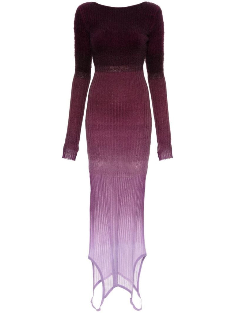 Purple Gradient-effect Knitted Convertible Dress