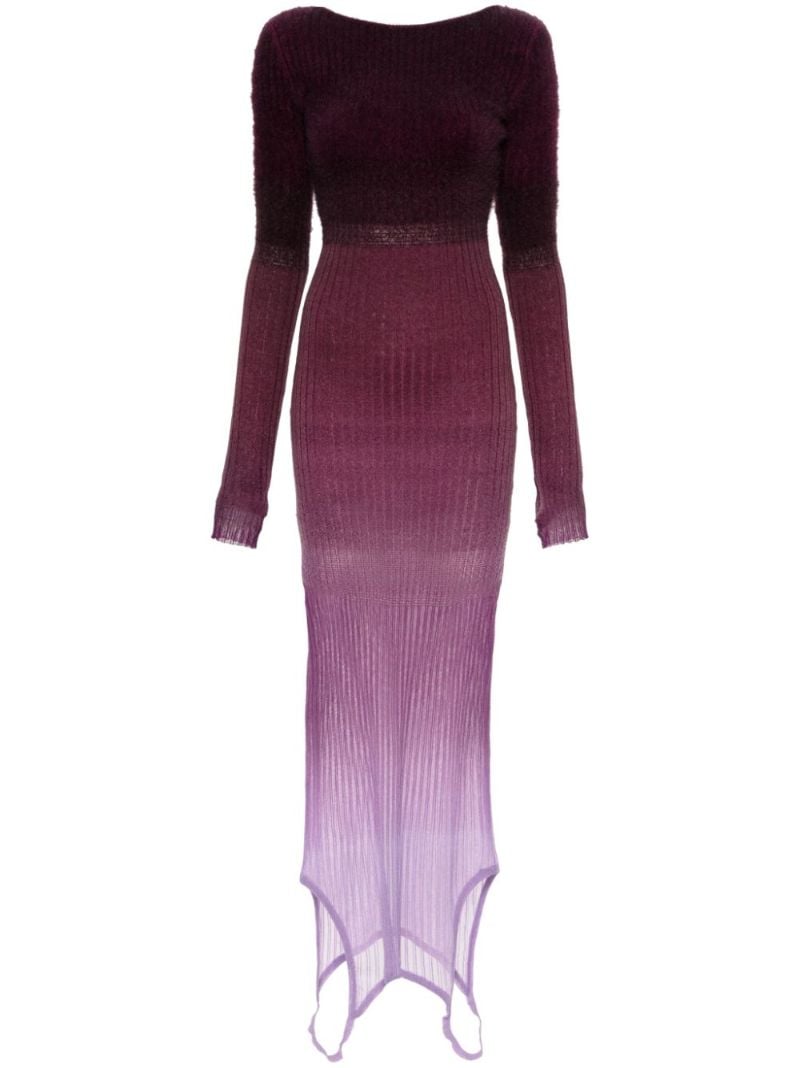 Purple Gradient-effect Knitted Convertible Dress