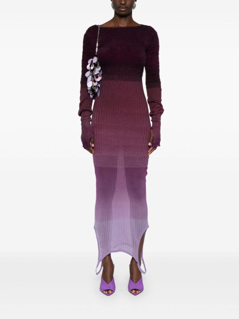 Purple Gradient-effect Knitted Convertible Dress
