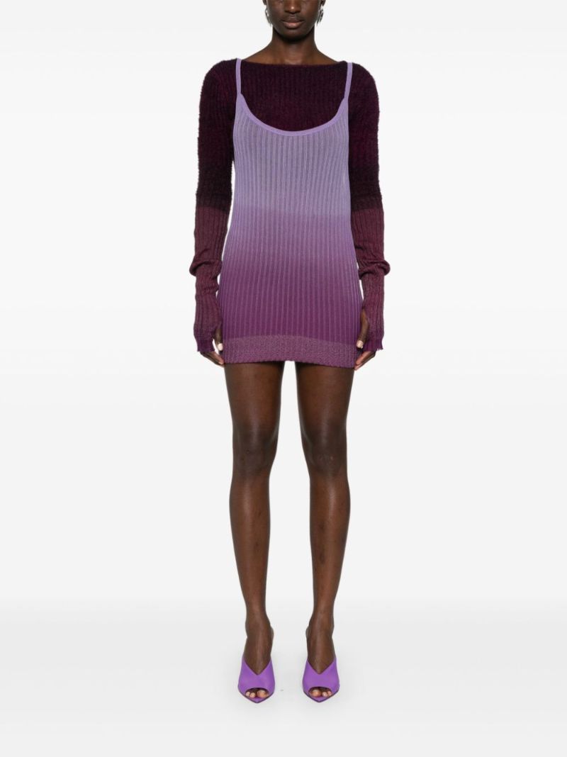 Purple Gradient-effect Knitted Convertible Dress