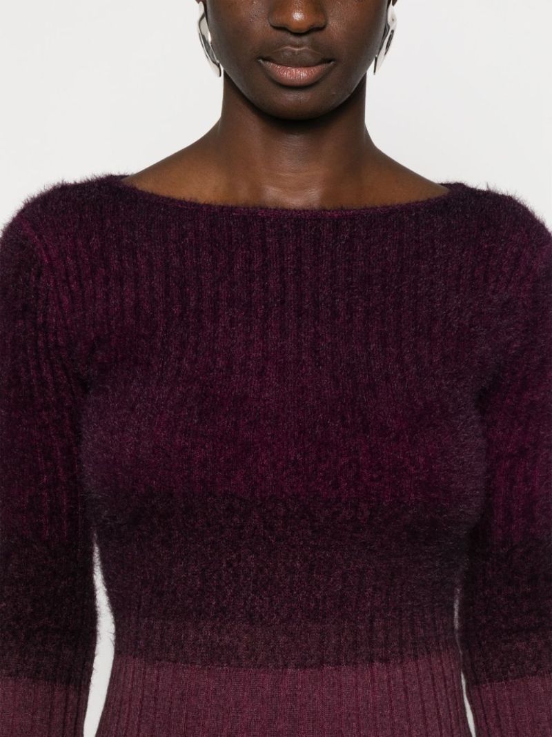Purple Gradient-effect Knitted Convertible Dress
