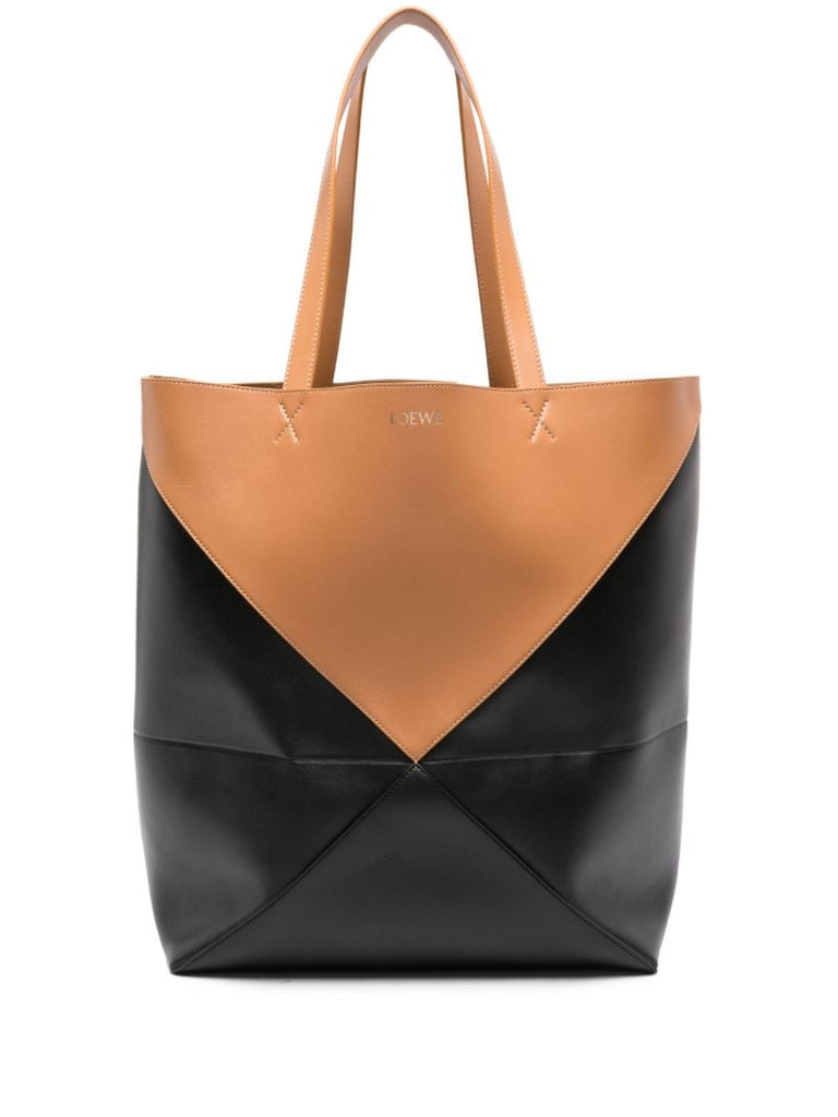 Black Puzzle Fold Xl Tote Bag