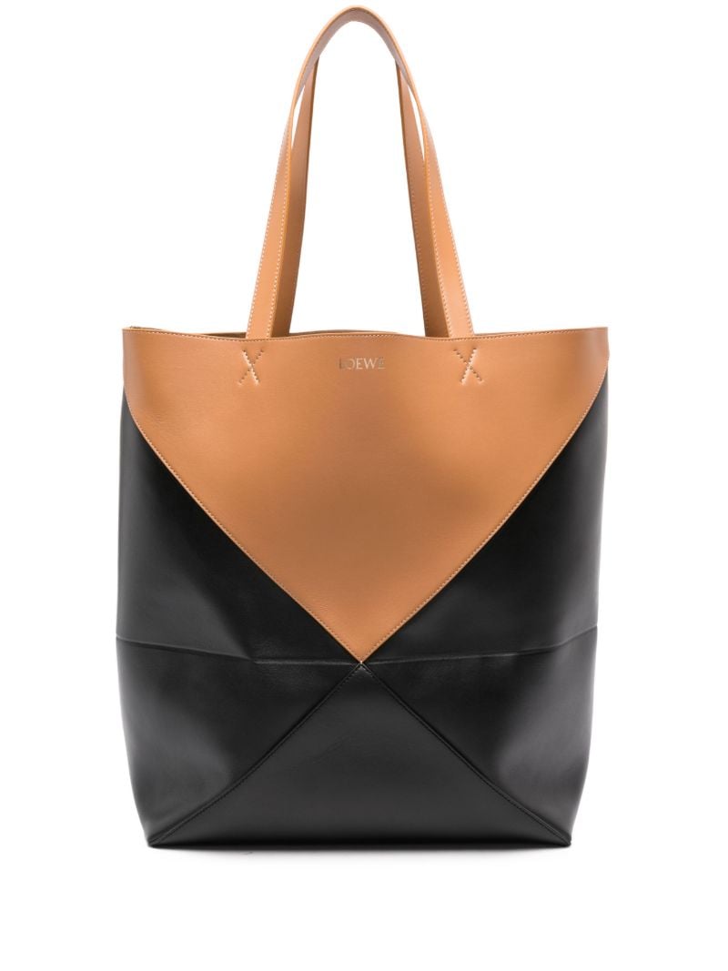 Black Puzzle Fold Xl Tote Bag