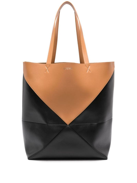 Black Puzzle Fold Xl Tote Bag