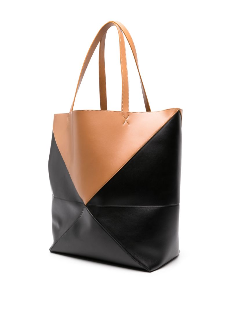 Black Puzzle Fold Xl Tote Bag