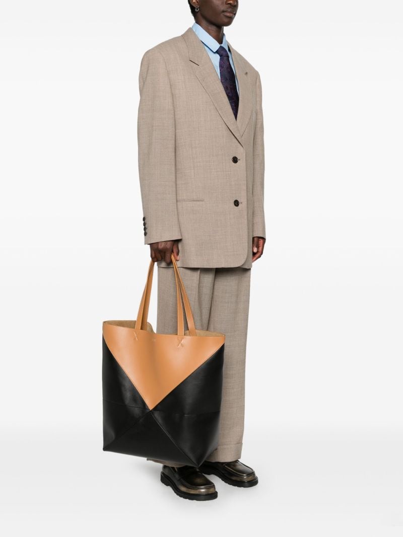 Black Puzzle Fold Xl Tote Bag