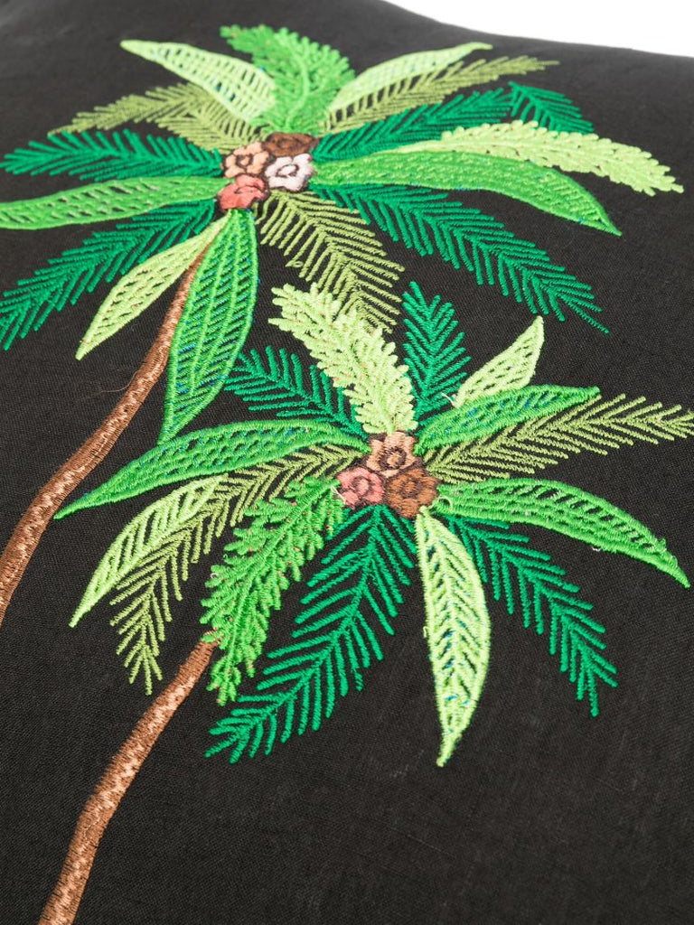 Black Palm Tree Linen Cushion