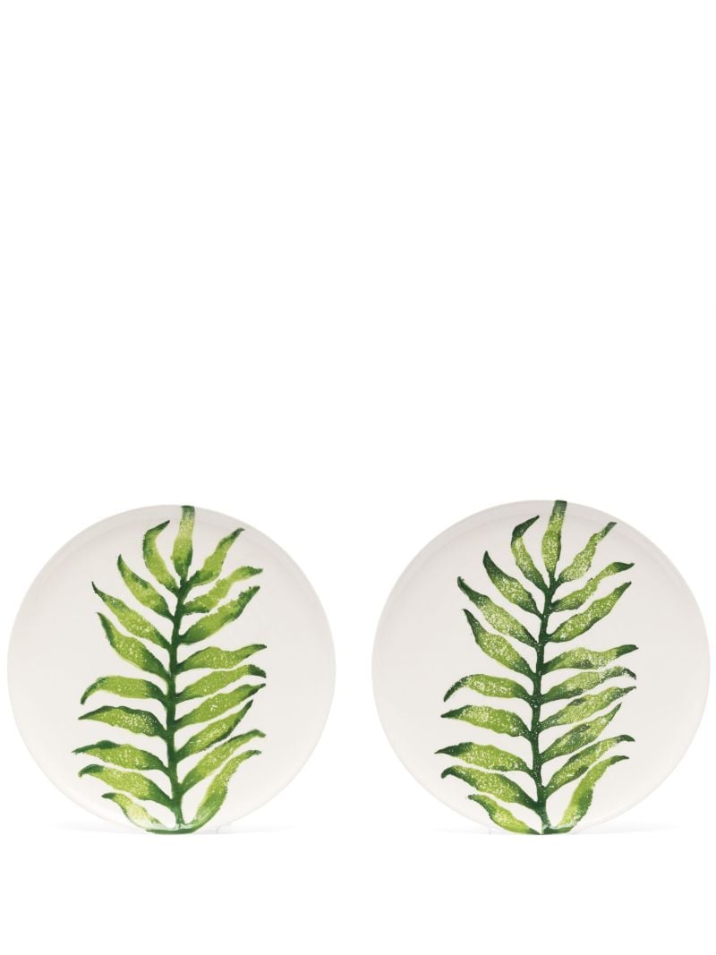 White Leaves Ceramic Plates Set