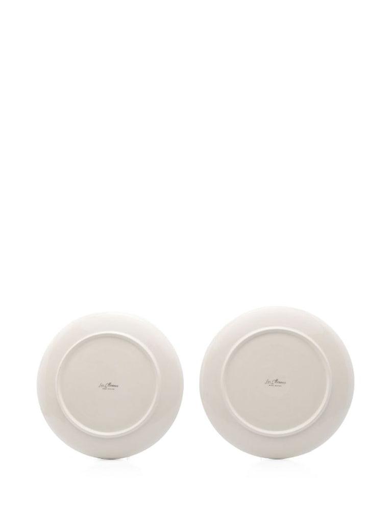 White Leaves Ceramic Plates Set