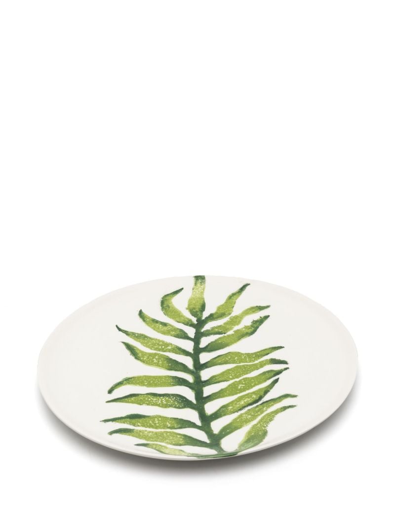 White Leaves Ceramic Plates Set