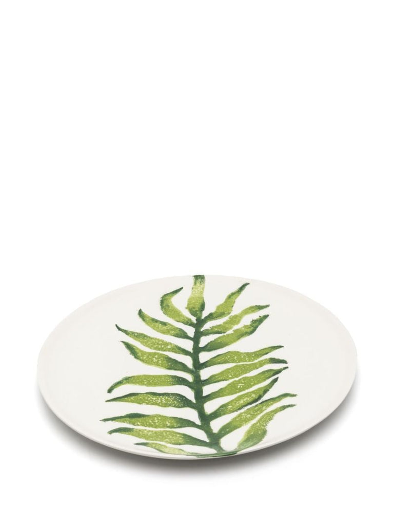 White Leaves Ceramic Plates Set