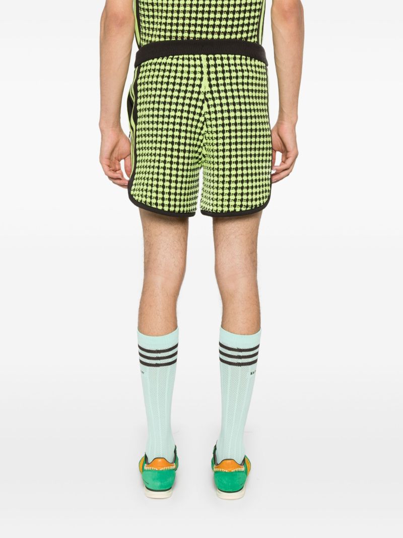 Green Crochet Track Shorts