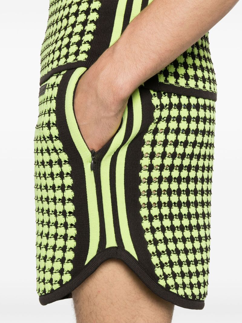 Green Crochet Track Shorts