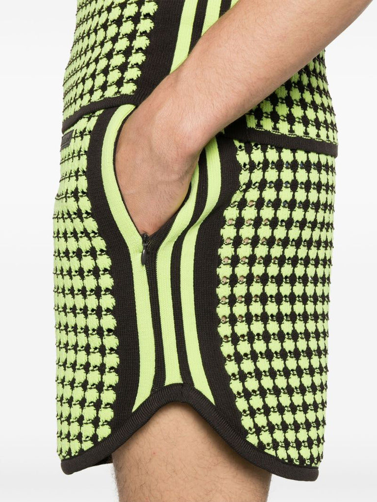 Green Crochet Track Shorts
