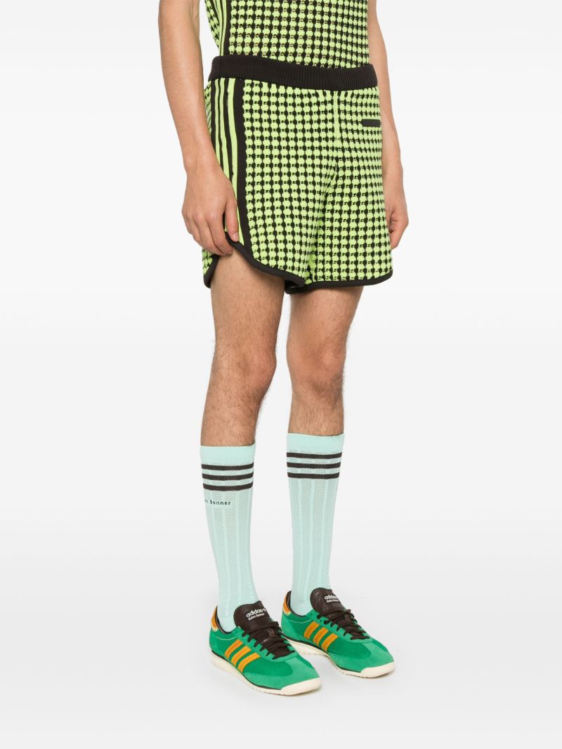 Green Crochet Track Shorts