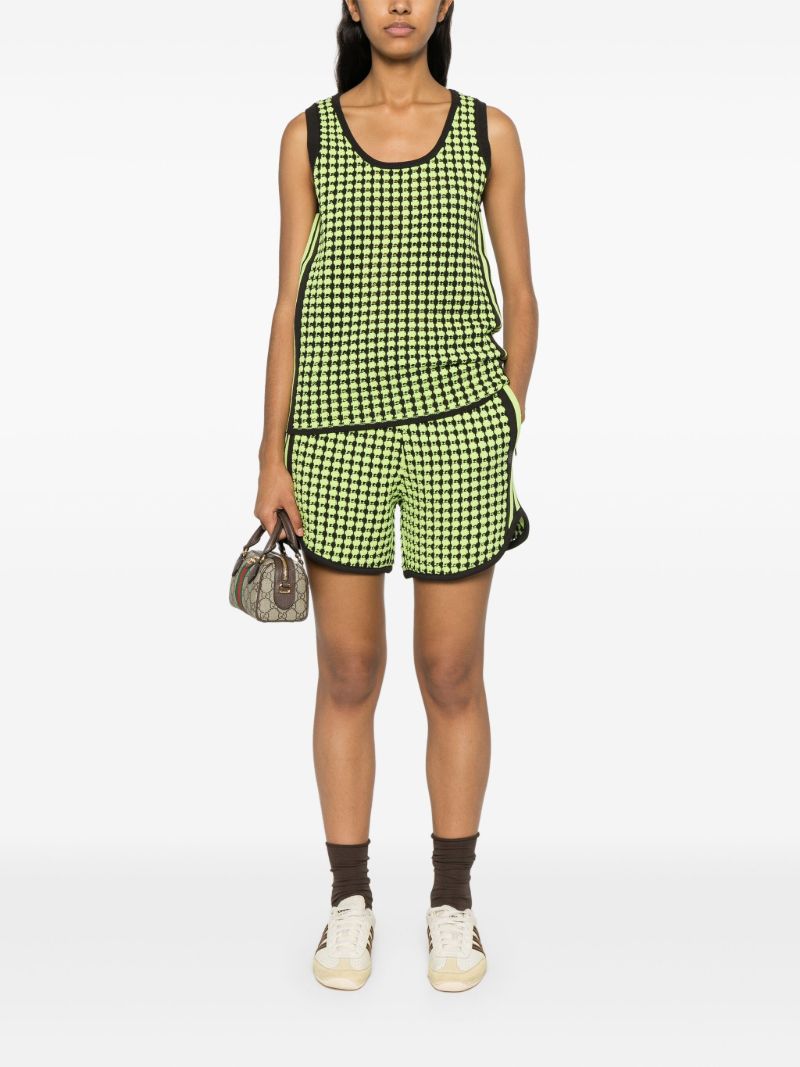 Green Crochet Track Shorts