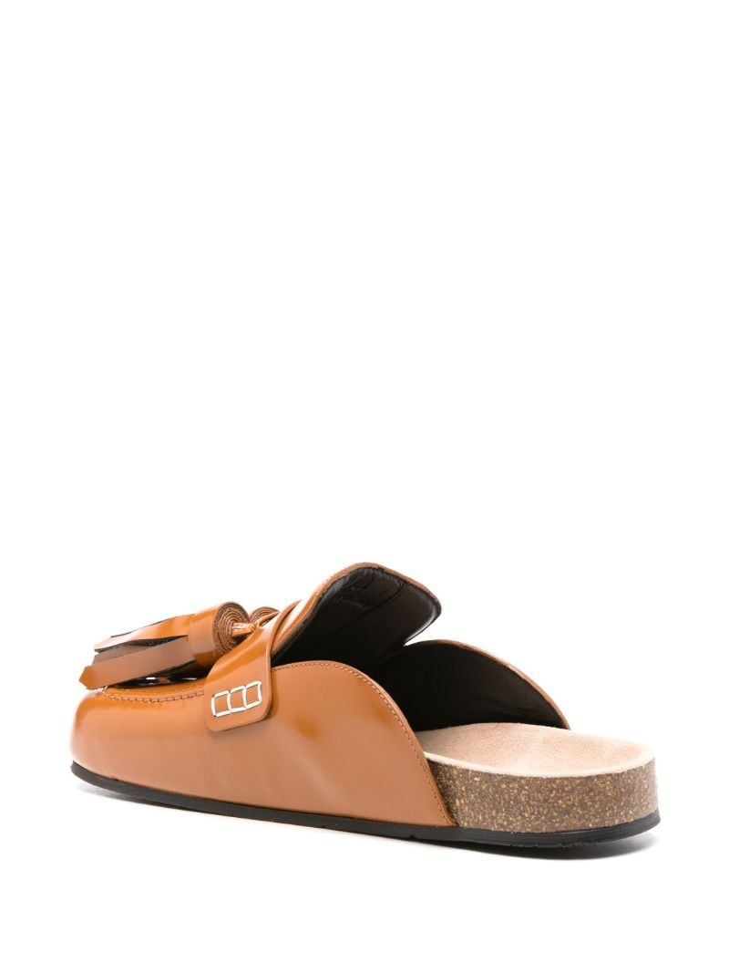 Brown Tasselled Leather Loafer Mules