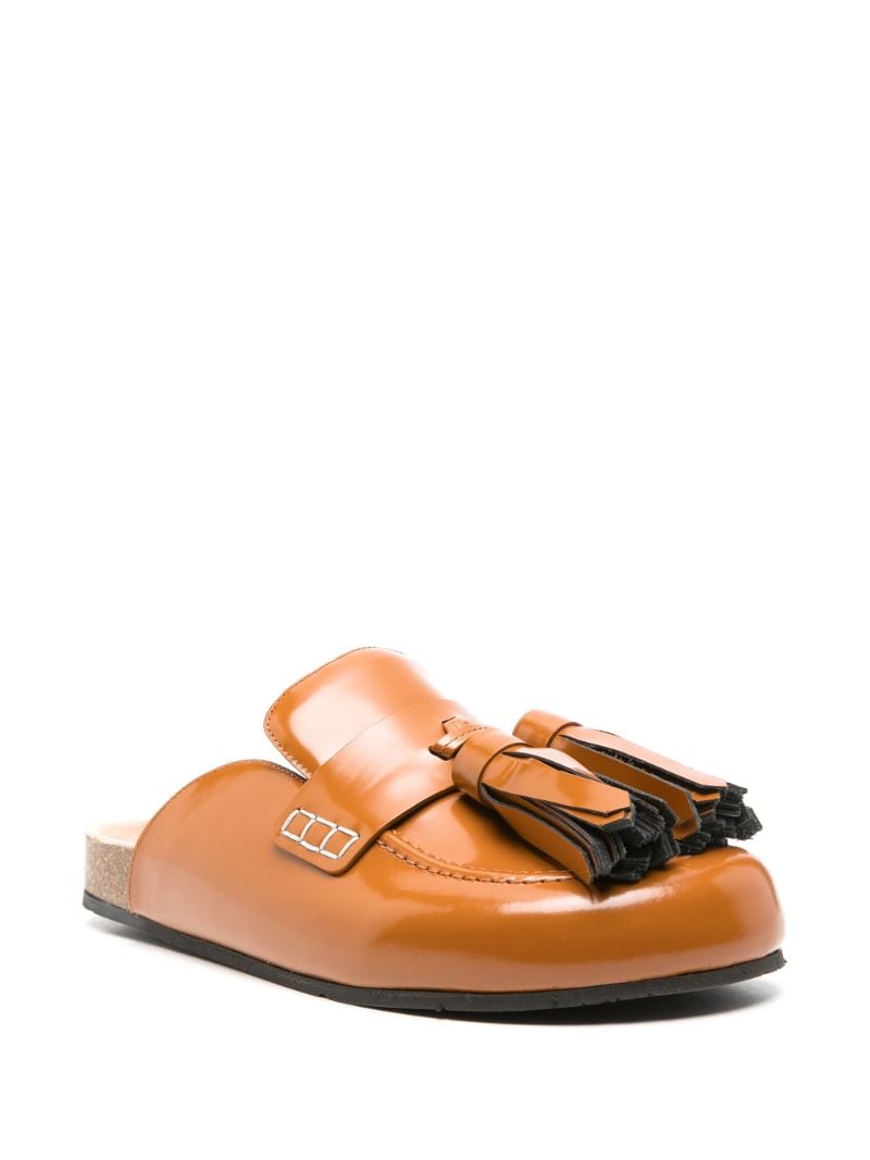 Brown Tasselled Leather Loafer Mules