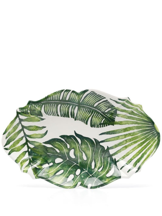 Green Leaves Ceramic Tray