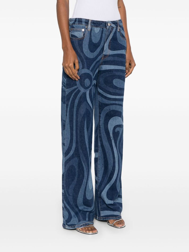 Blue Iride-print Jeans