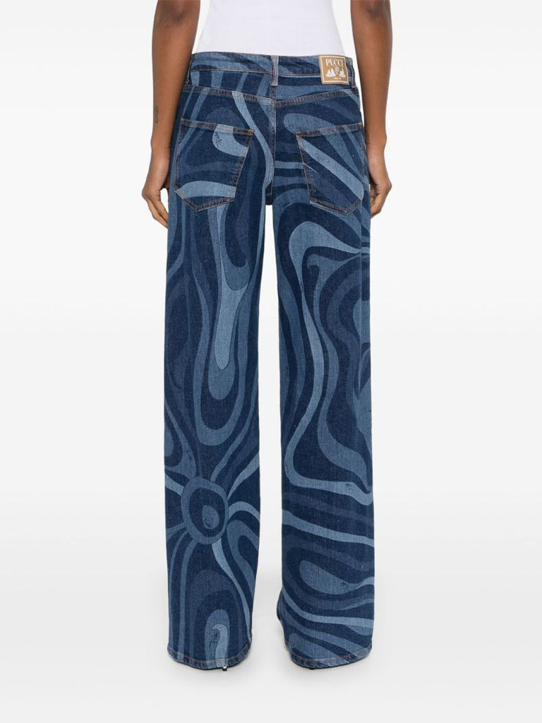 Blue Iride-print Jeans