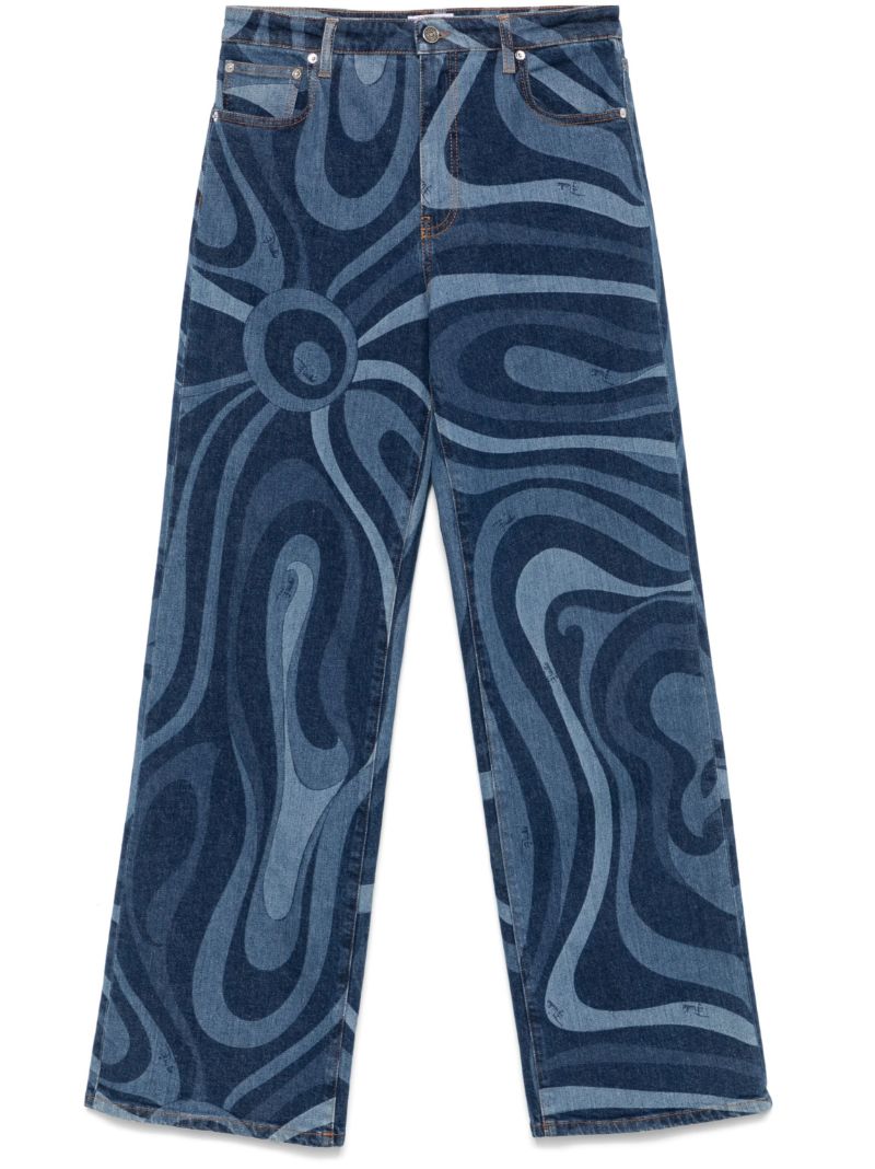 Blue Iride-print Jeans