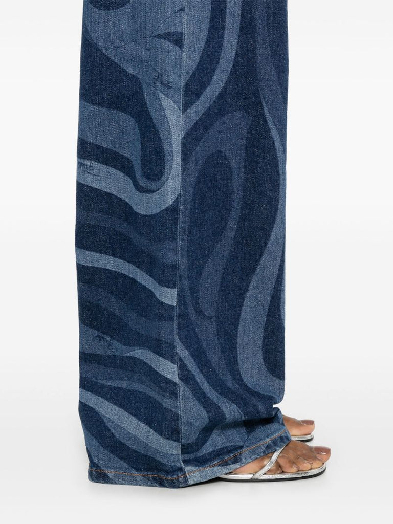 Blue Iride-print Jeans