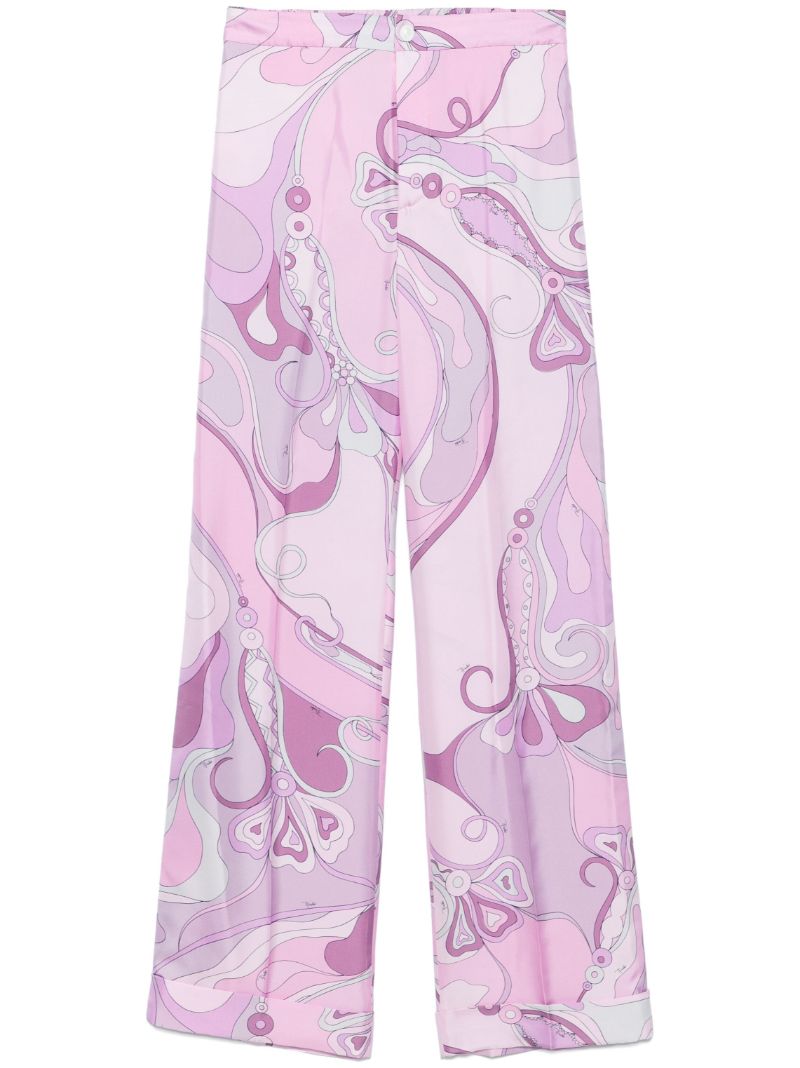 Pink Orchidee-print Trousers