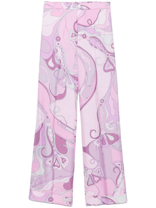 Pink Orchidee-print Trousers