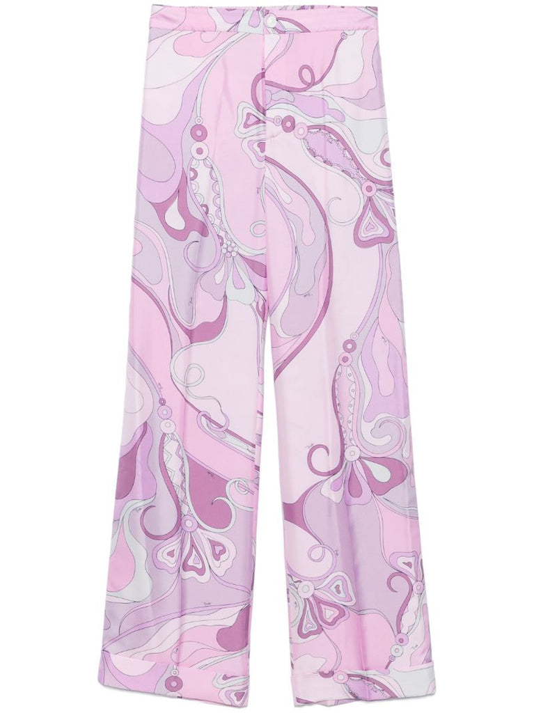 Pink Orchidee-print Trousers