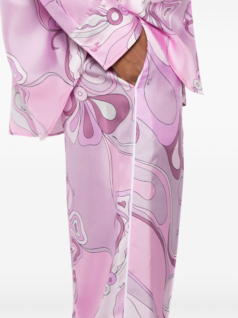 Pink Orchidee-print Trousers