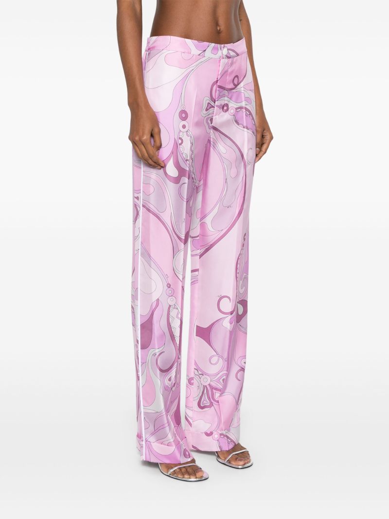 Pink Orchidee-print Trousers